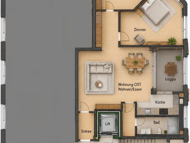 3.5 Zimmer, 91 m², 4. Stock