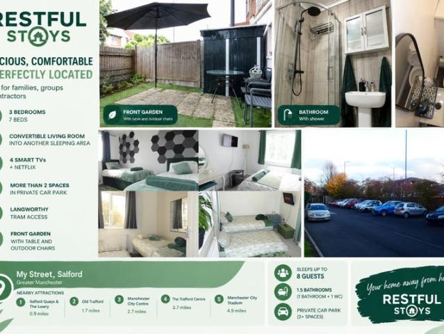 3BRs W/ 7beds, Near MCR, Free Parking, Netflix4TVs