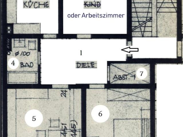 3Z Kü Di Ba Ab ruhige 3 Zimmer Wohnung mit Wohnküche ideal für Homeoffice, hell und geräumig