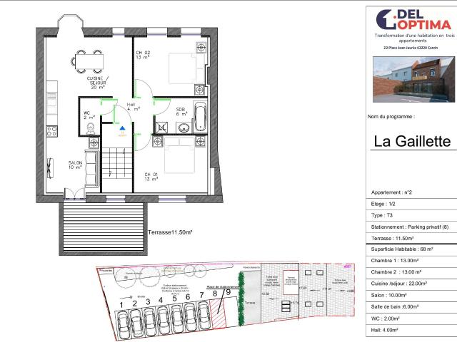 T3 AVEC UNE TERRASSE ET UNE PLACE DE PARKING