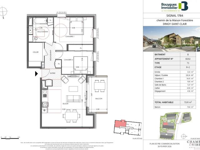 T3 Centre village 73m² Dingy Saint Clair