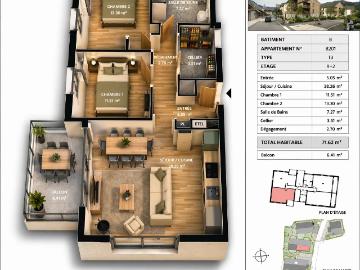 T3 Centre village 71m² Dingy Saint Clair