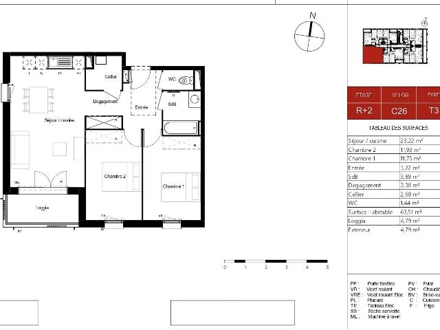 T3 neuf Pradines 64m² Pradines