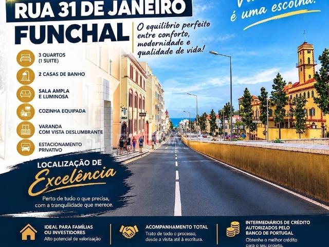 T3 NO CORAÇÃO DO FUNCHAL — VIVER A CIDADE COM ESTACIONAMENTO PRIVATIVO!