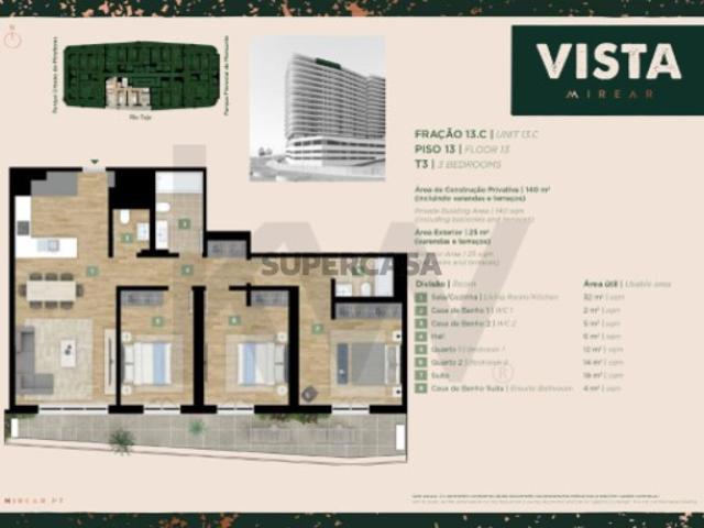 T3 Novo no VISTA MIREAR | 140 m² | 13.º Andar | Varanda com Vista Mar | 3 Lugares de Garagem