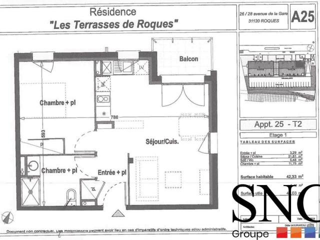 T2 AVEC BALCON ET PARKING