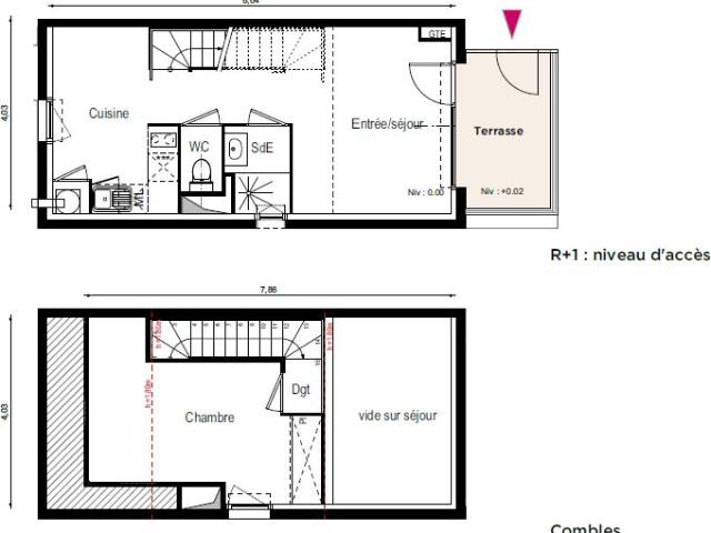 T2 DUPLEX DE 41.75M2 AVEC TERRASSE