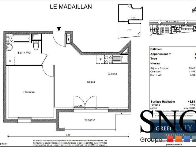 T2 ENTIEREMENT NEUF AVEC JARDIN ET PLACE DE PARKING