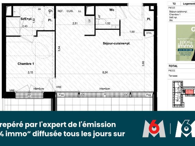 T2 NEUF 50,83 m² + TERRASSE SUD – ST GRÉGOIRE