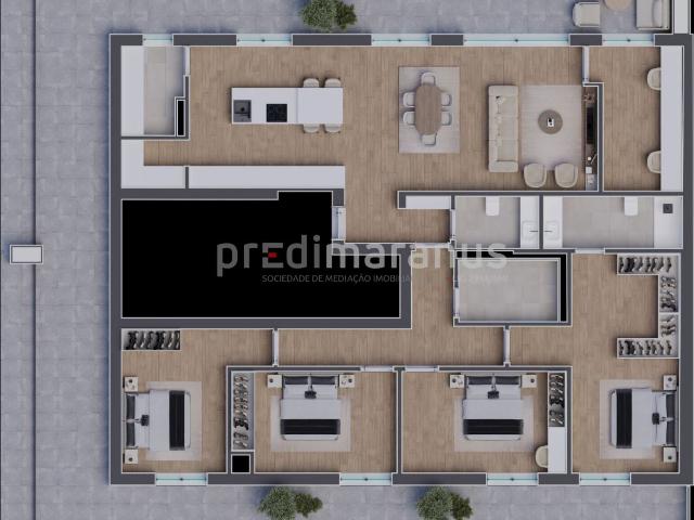 T4 + escritório Recuado ATRIUM 3 Lugares de estacionamento