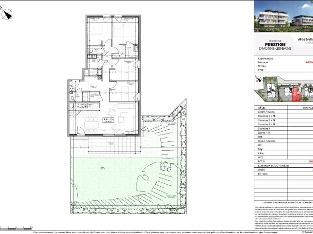 T5 neuf en rez de jardin 108m² Divonne les Bains