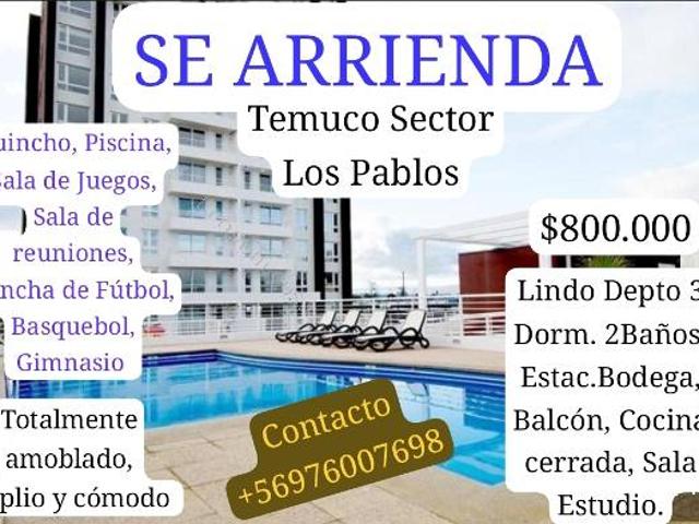 Temuco, Arriendo Depto. amoblado sector Los Pablos