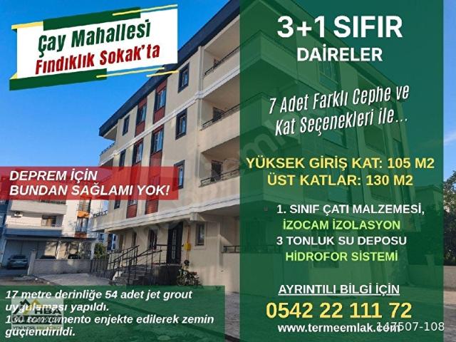 TERME'NİN EMLAKÇISI'NDAN Fındıklık Sokak'ta, Temelden Güvenli 3+1 Sıfır Daireler