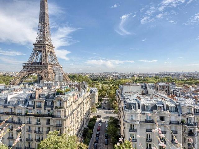Terrace and View on Eiffel Tower