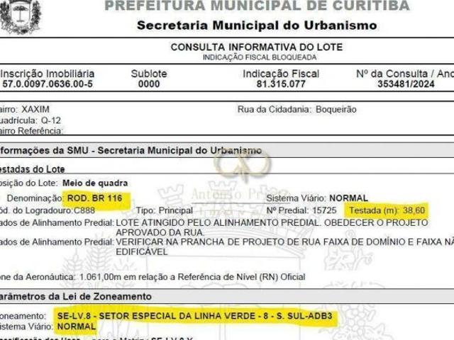Terreno à venda, 10229 m² por R$ 29.000.000,00 Xaxim Curitiba/PR