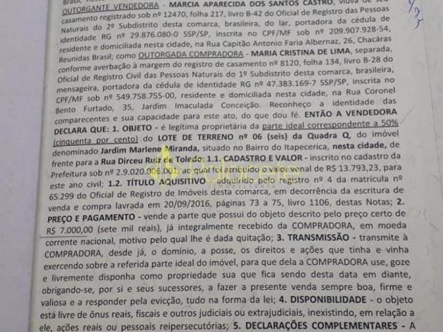 Terreno à venda 125M², Jardim Marlene Miranda, Taubaté SP