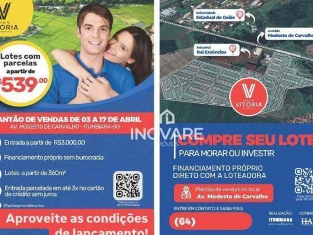 Terreno à venda, 360 m² por R$ 3.000,00 Jardim Vitória Itumbiara/GO