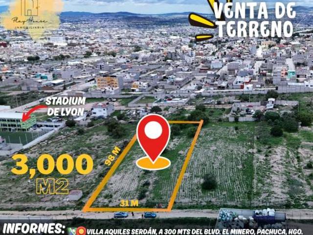 TERRENO BARATO DE 3,000 M2 EN PACHUCA