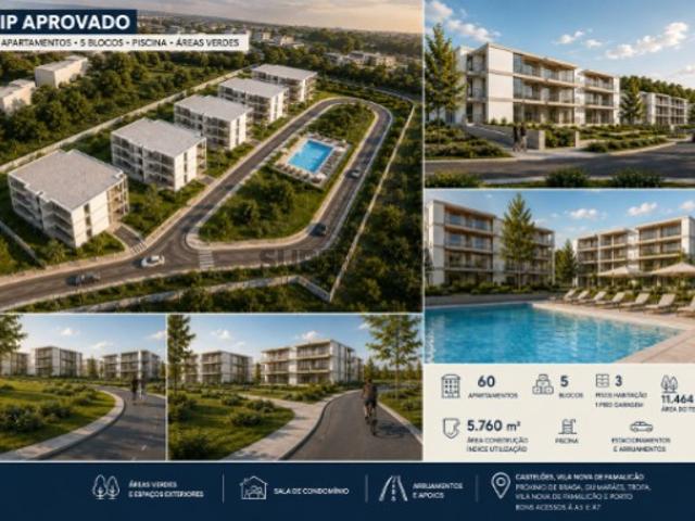 Terreno c/ PIP Aprovado 60 Apartamentos | Famalicão