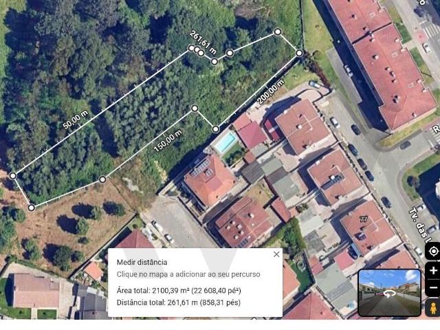 Terreno com 2100 m2, com viabilidade de construção, na Rua das Lavouras, perto da igreja de Fornos