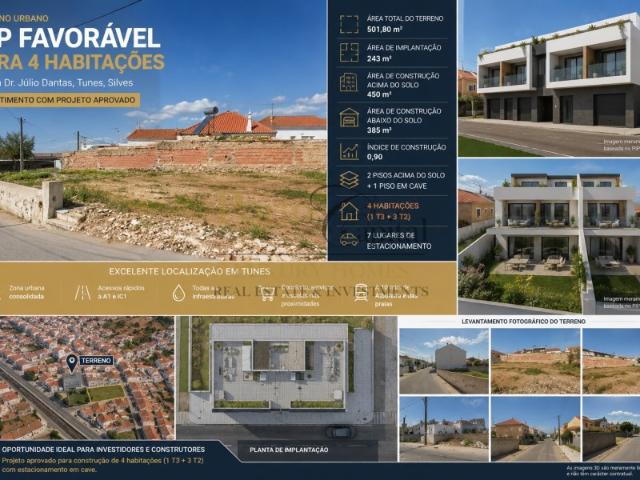 Terreno com PIP Favorável para 4 Habitações em Tunes, Silves