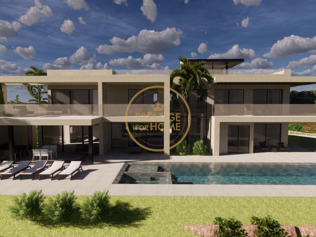terreno com projeto aprovado para construção d'uma moradia de excepção V5 com piscina de beiral infinito jacuzzi Rooftop Algarve