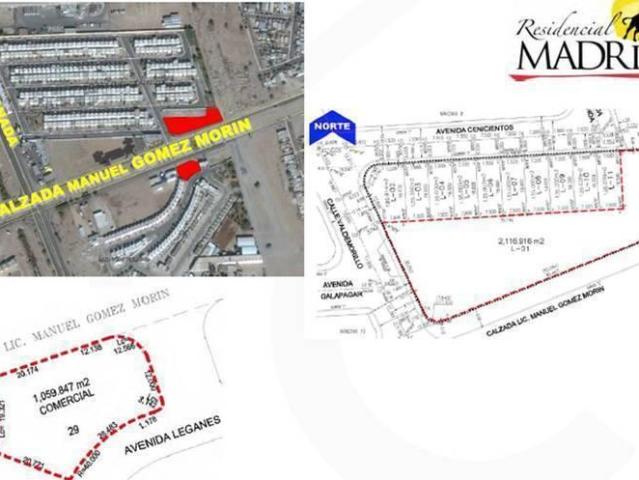 Terreno comercial de 1,059.85 m2 sobre Calz.G?mez Mor?n, cerca de Lagos del Sol