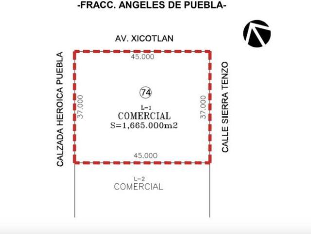 Terreno Comercial de 1,665 m? en Venta en Fracc. Angeles de Puebla