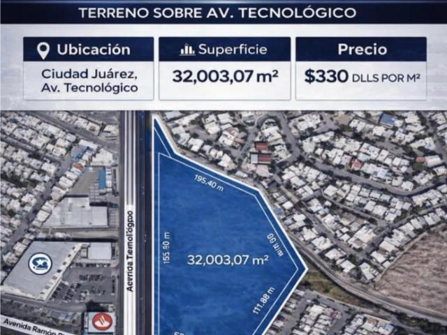 TERRENO COMERCIAL EN VENTA EN ESQUINA DE AV. TECNOLOGICO Y RAMON RIVERA LARA
