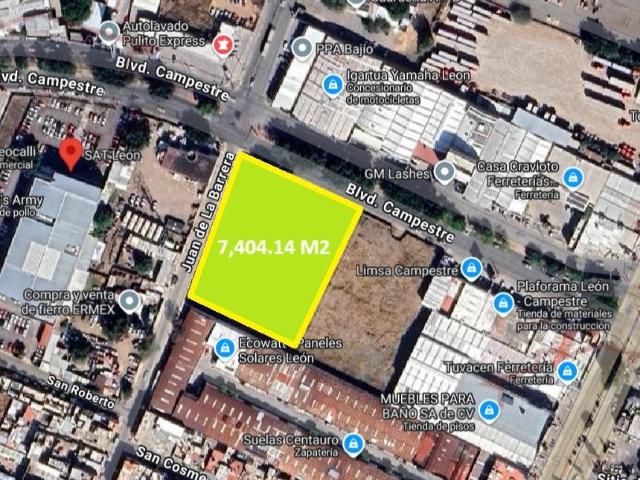 TERRENO COMERCIAL EN ESQUINA BLVD CAMPESTRE Y JUAN DE LA BARRERA