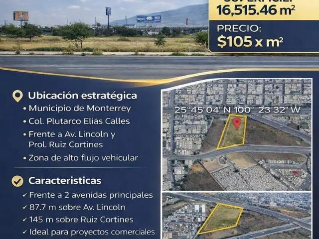 Terreno Comercial en Renta en Prolongación Lincoln, Monterrey