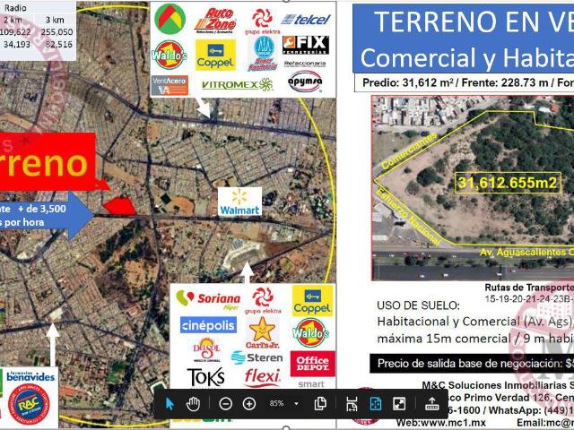 Terreno Comercial Mixto, Venta Renta, Oriente sobre Segundo Anillo, Aguascalientes