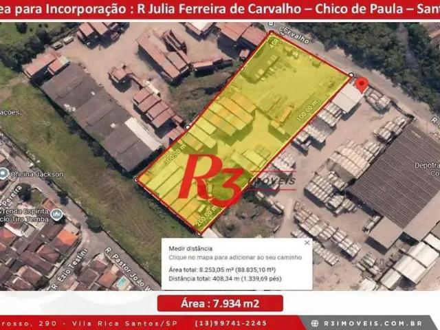 Terreno comercial para Venda em Santos/SP Chico de Paula