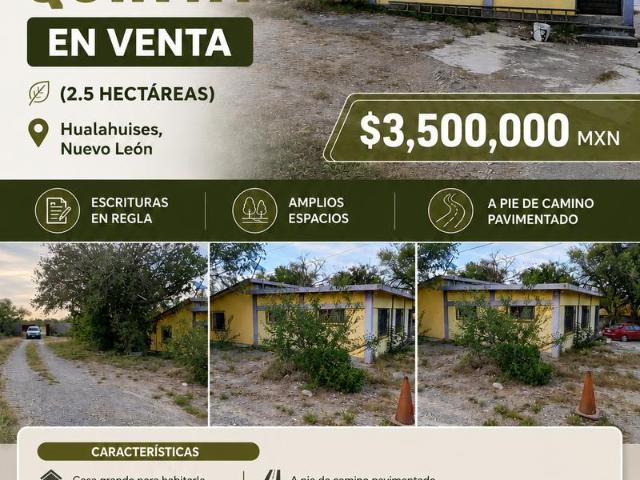 Terreno con Quinta y Alberca en Venta. Hualahuises, Nuevo Leon