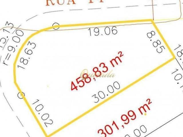 Terreno de esquina à venda, plano, 458,83 m², projeto aprovado, Condomínio Piemonte, Indaiatuba