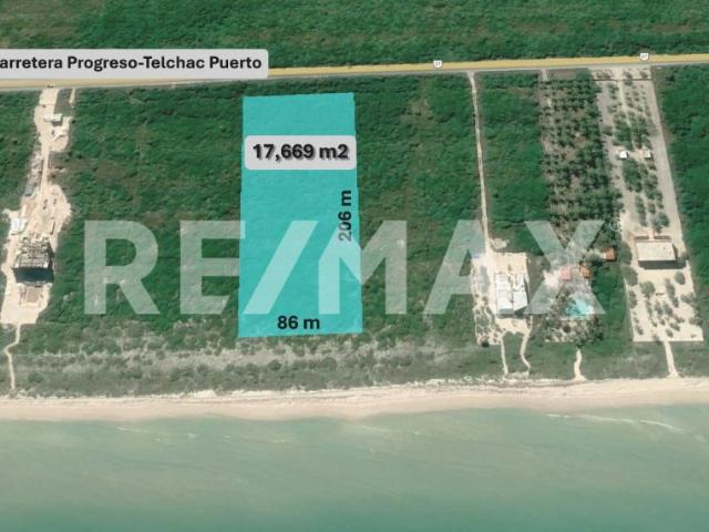 Terreno de playa a carretera en venta, km 33 en Playa San bruno, Dzemul Yucatán