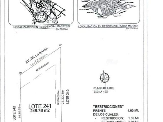 TERRENO DE VENTA EN RESIDENCIAL BAHIA MARINA MAZATLAN A 5 MIN DE LA PLAYA