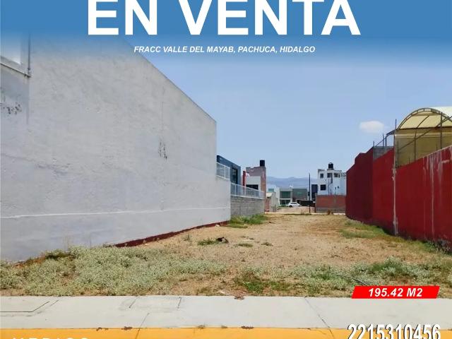 TERRENO DE 195 M2 EN VALLE DEL MAYAB, PACHUCA, PRECIO ESPECIAL