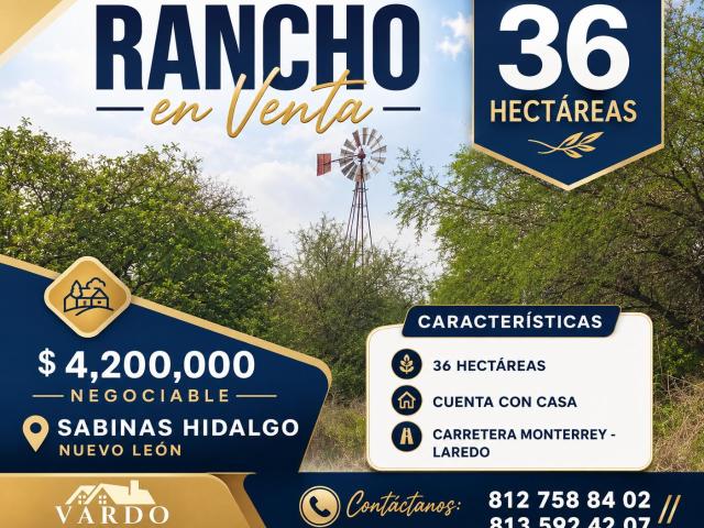 Terreno de 34 Hect?reas en Venta. Sabinas Hidalgo, Nuevo Leon