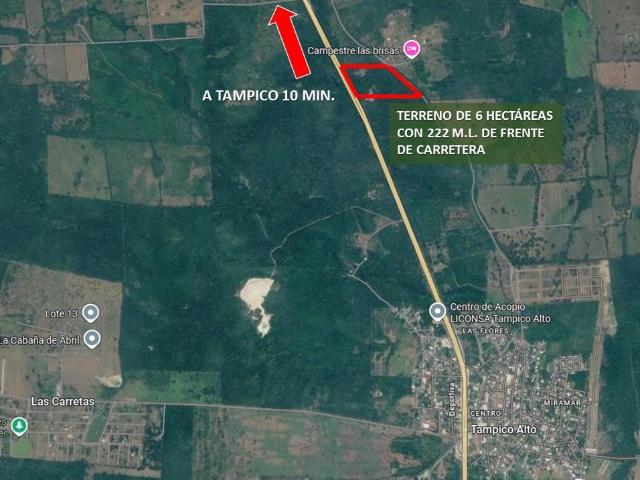 TERRENO DE 6 HAS. EN VENTA A 10 MINUTOS DEL PUENTE TAMPICO INFO. CEL. 833 343 5506