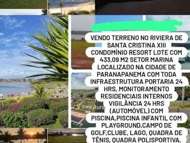 Terreno em Condomínio para Venda em Paranapanema/SP Riviera Santa Cristina