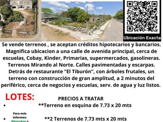 Terreno en Esquina 20x50 con Construcción, Todo o Partes, Cuauhtémoc, Kanasín