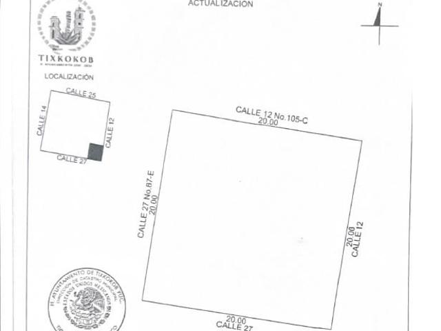 Terreno en esquina Tixkokob