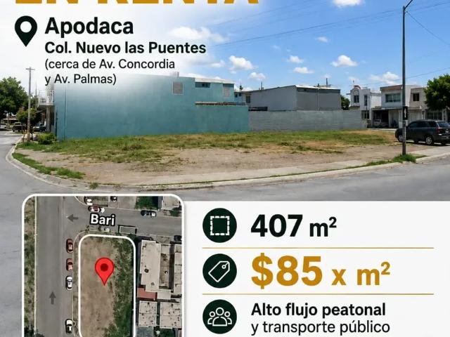 Terreno en renta en Nuevo las Puentes Segundo Sector, Apodaca, Nuevo León