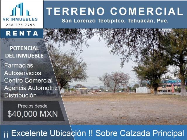 Terreno en renta en San Lorenzo Teotipilco, Tehuacán, Puebla