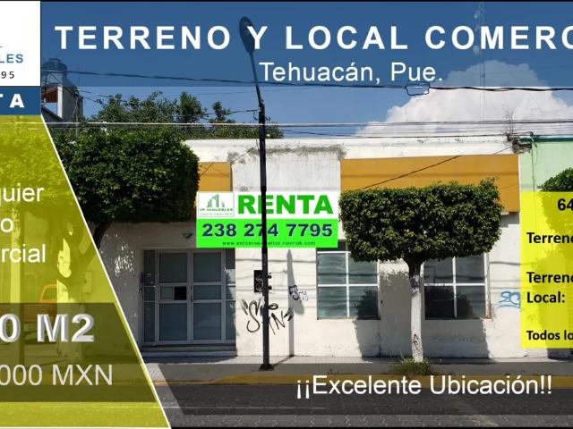 Terreno en renta en Tehuacán Centro, Tehuacán, Puebla