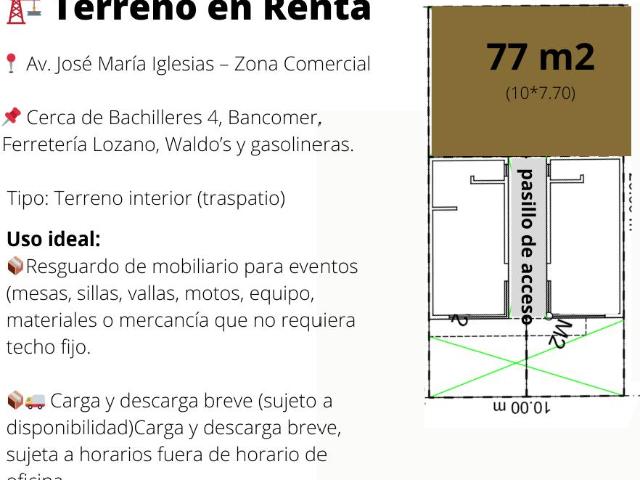 Terreno en Renta para almacenar Jos? Mar?a Iglesias