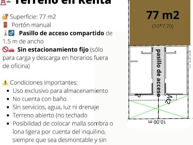 Terreno en Renta para almacenar Jos? Mar?a Iglesias