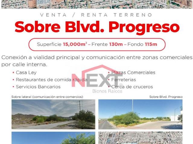 TERRENO EN RENTA SOBRE BLVD. PROGRESO