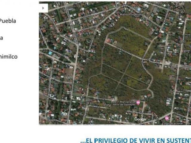 Terreno en venta o aportación en Fraccionamiento Lomas de Oaxtepec